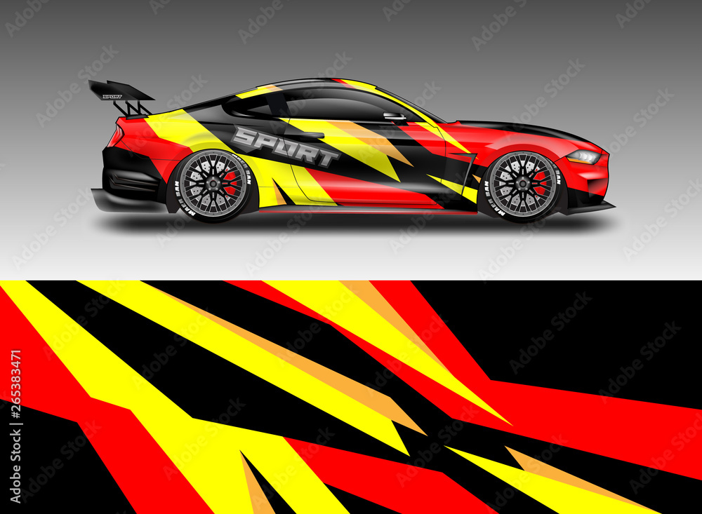 Livery decal car vector , supercar, rally, drift . Graphic abstract stripe racing background . File 