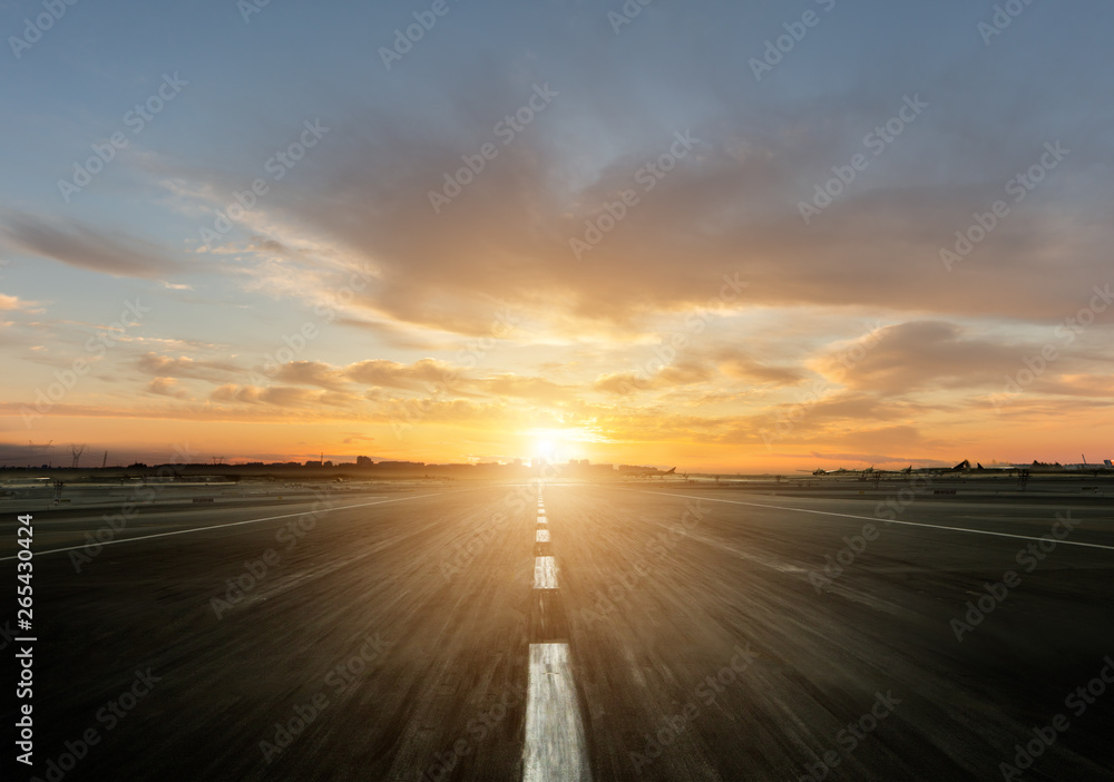 Empty motorway with sunset