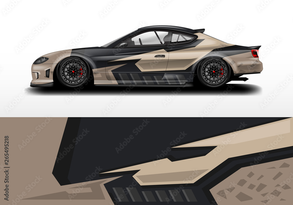 Car wrap graphic vector. Abstract stripe racing background kit designs for wrap vehicle, race car, r