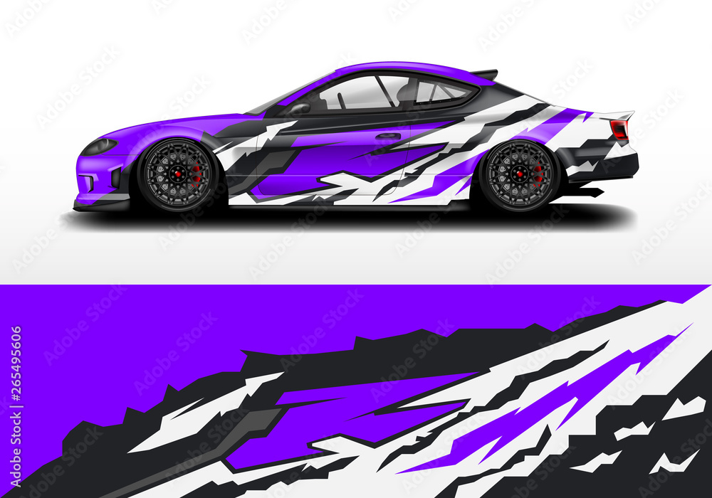 Car wrap graphic vector. Abstract stripe racing background kit designs for wrap vehicle, race car, r