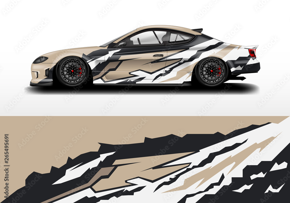 Car wrap graphic vector. Abstract stripe racing background kit designs for wrap vehicle, race car, r