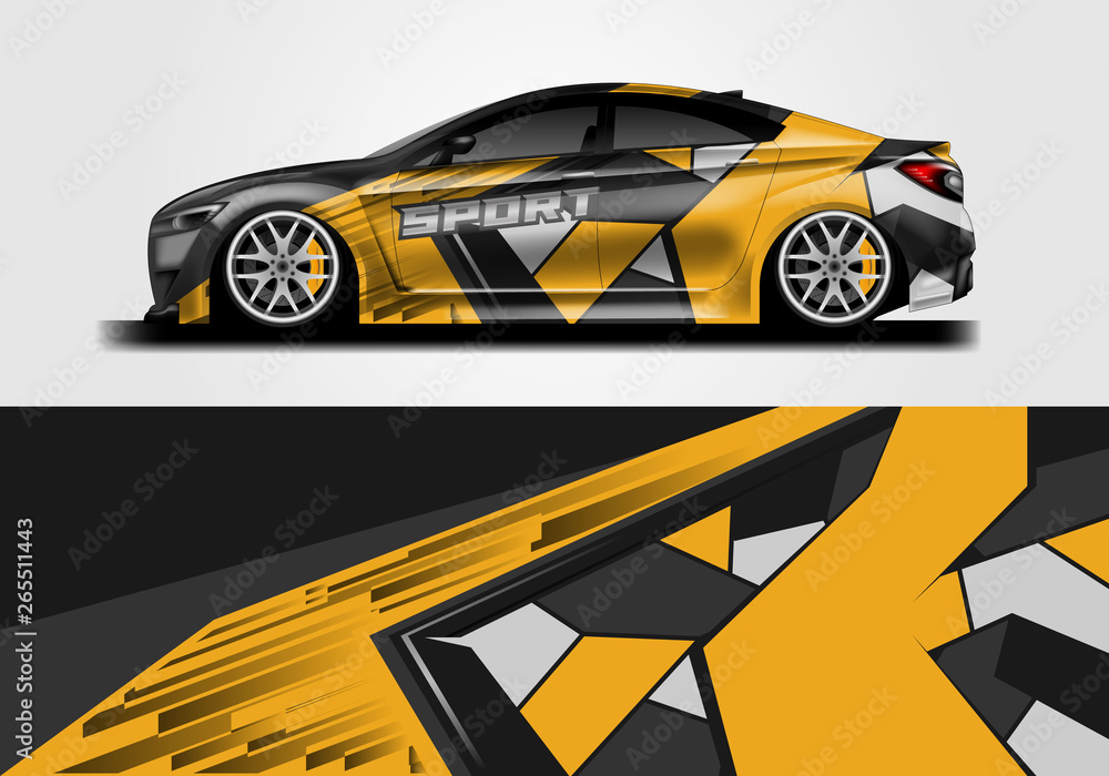 Sticker car design vector. Graphic abstract background designs for vehicle, race car, rally, livery 