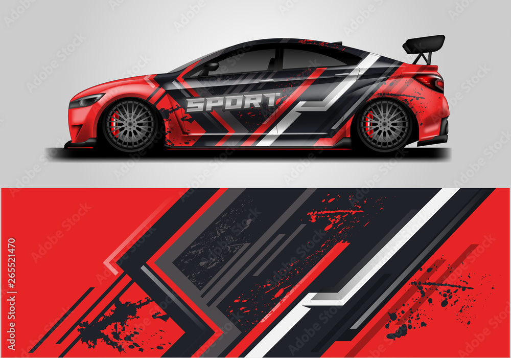 Car decal wrap vector designs. Truck and cargo van decal, company , rally, drift . Graphic abstract 