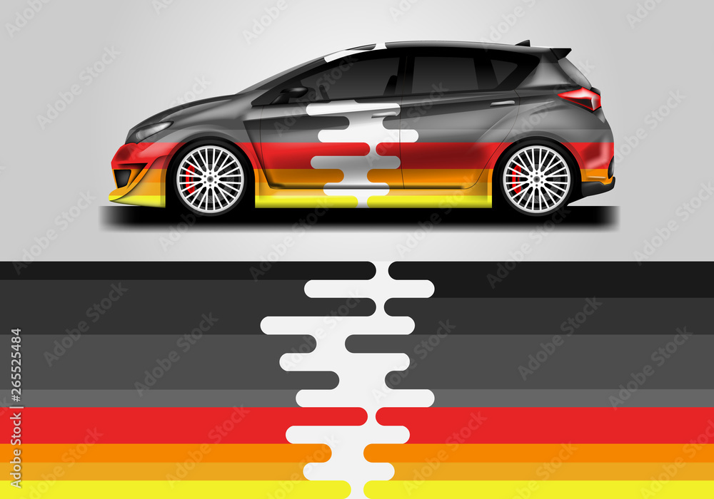 Car wrap livery decal vector , supercar, rally, drift . Graphic abstract stripe racing background . 