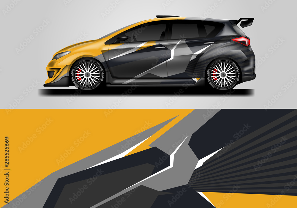 Car wrap livery decal vector , supercar, rally, drift . Graphic abstract stripe racing background . 