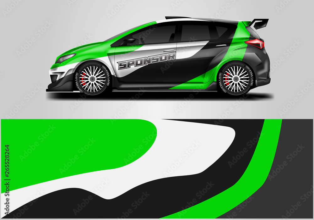 Car wrap livery decal vector , supercar, rally, drift . Graphic abstract stripe racing background . 