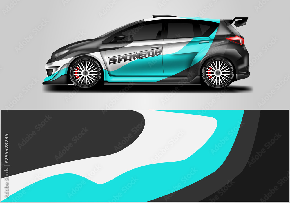 Car wrap livery decal vector , supercar, rally, drift . Graphic abstract stripe racing background . 