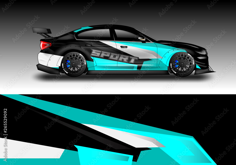 Racing car decal wrap vector designs. Truck and cargo van decal, company , rally, drift . Graphic ab