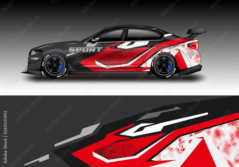 Car wrap designs vector . Background graphic . File ready to print and editable . Eps 10