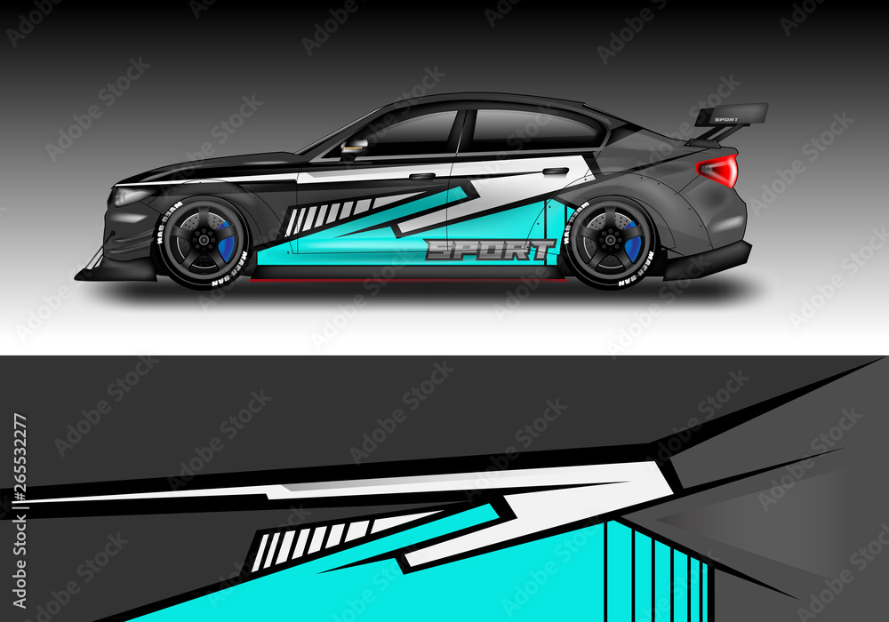 Car wrap designs vector . Background graphic . File ready to print and editable . Eps 10