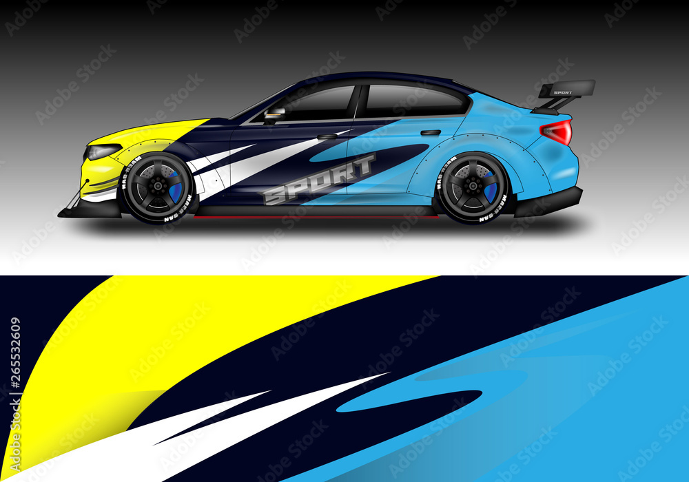 Car wrap designs vector . Background graphic . File ready to print and editable . Eps 10