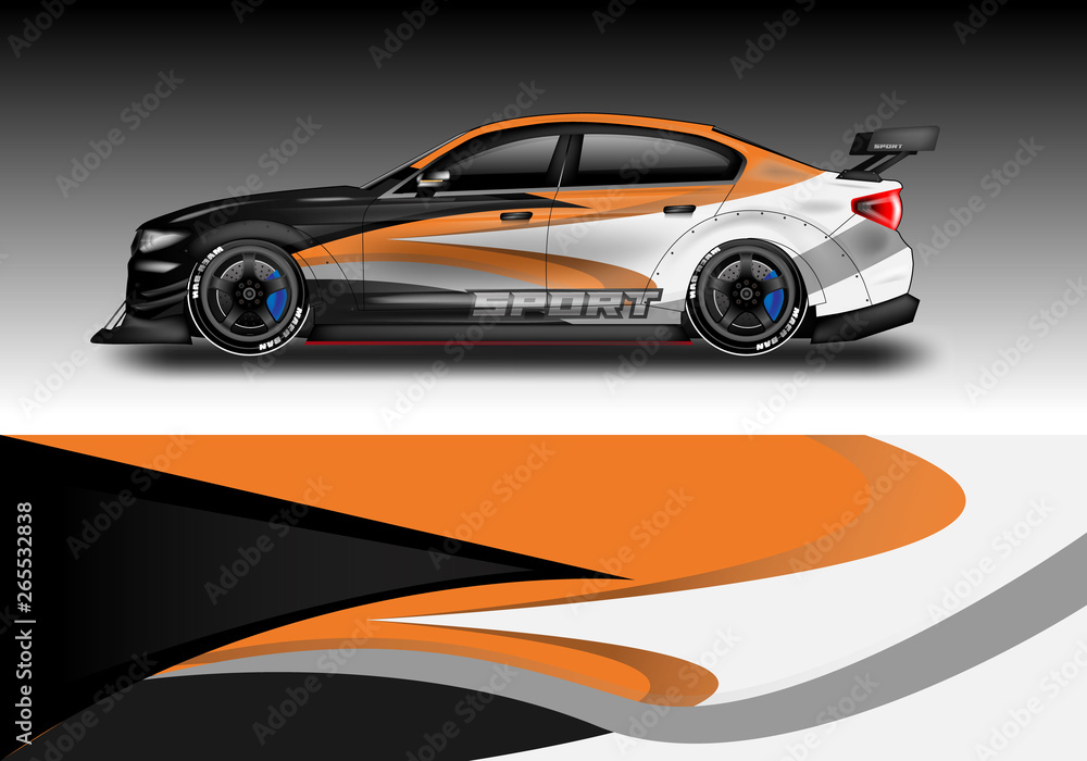 Car wrap designs vector . Background graphic . File ready to print and editable . Eps 10