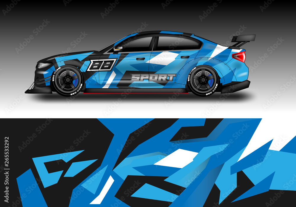 Car wrap designs vector . Background graphic . File ready to print and editable . Eps 10