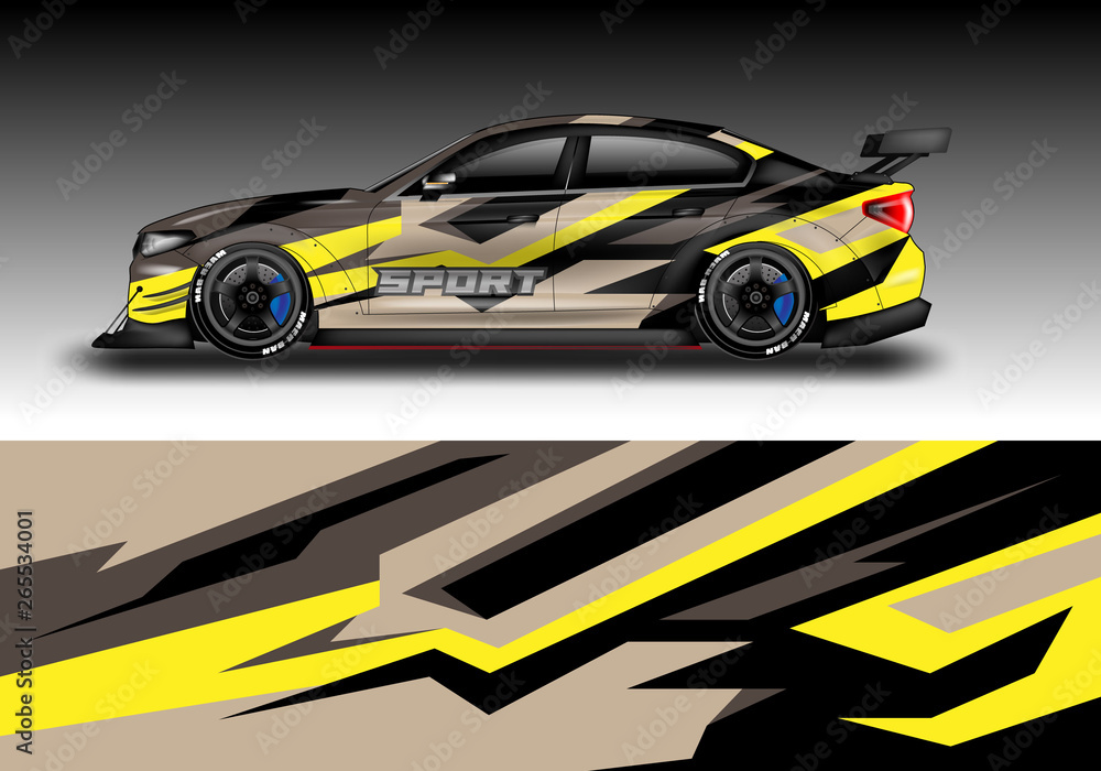 Livery decal car vector , supercar, rally, drift . Graphic abstract stripe racing background . File 