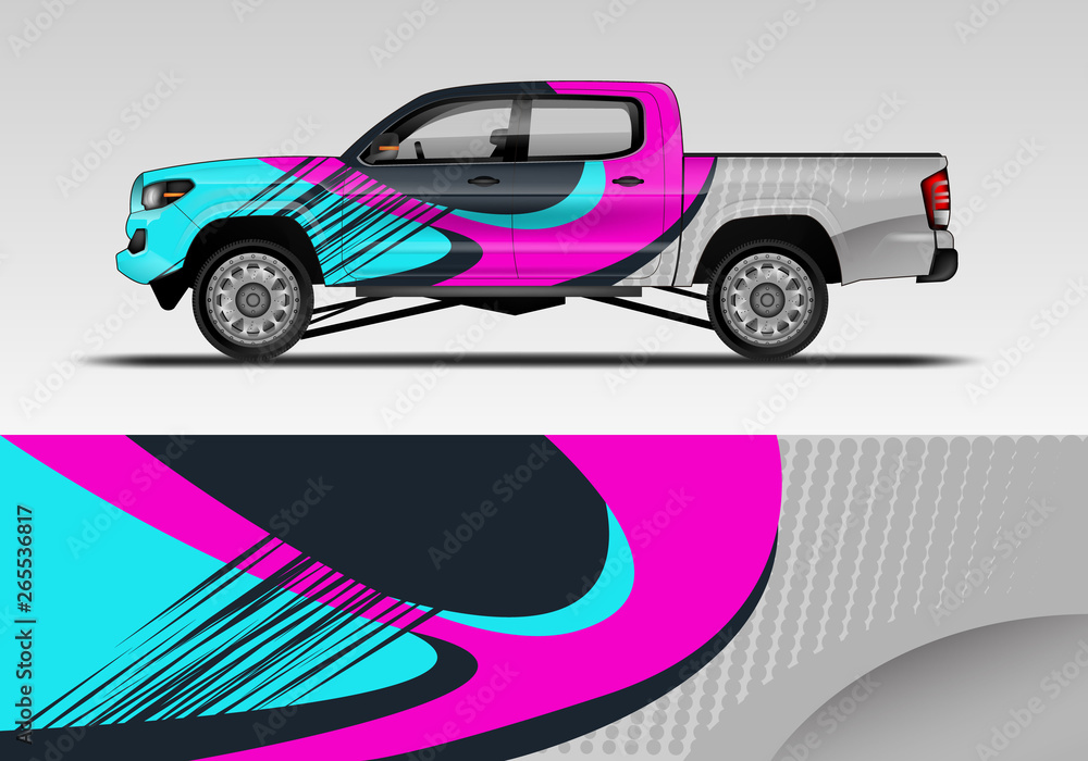 Racing car decal wrap vector designs. Truck and cargo van decal, company , rally, drift . Eps 10 