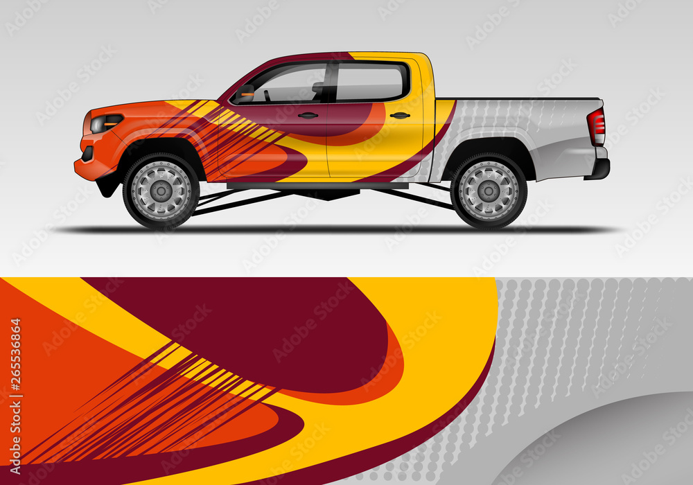 Racing car decal wrap vector designs. Truck and cargo van decal, company , rally, drift . Eps 10 