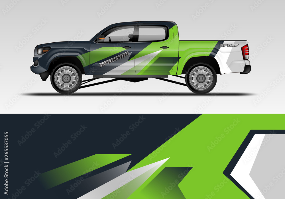 Racing car decal wrap vector designs. Truck and cargo van decal, company , rally, drift . Eps 10 