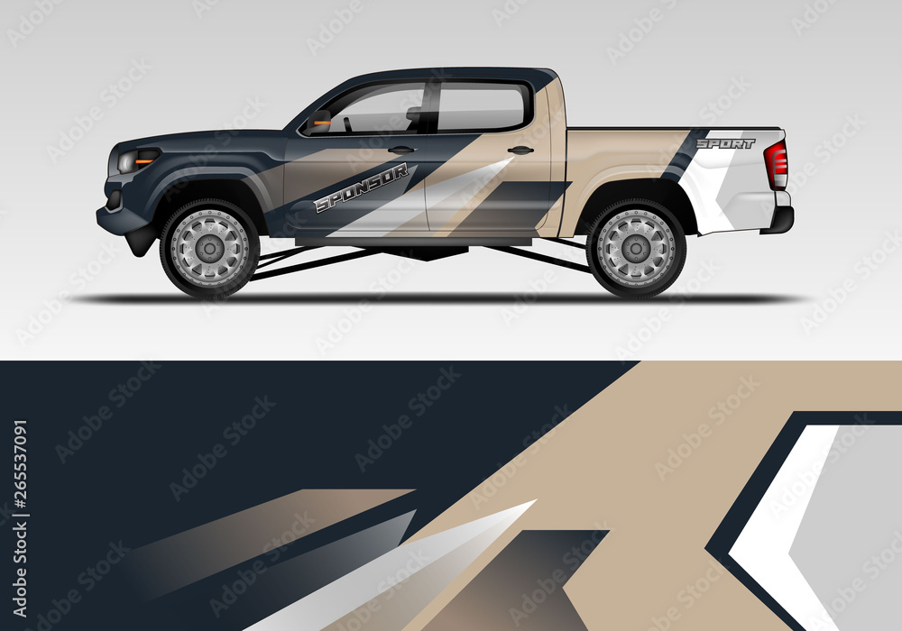 Racing car decal wrap vector designs. Truck and cargo van decal, company , rally, drift . Eps 10 