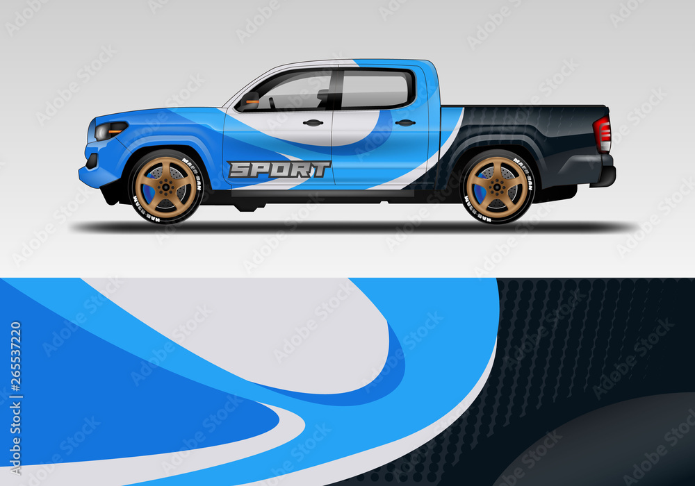 Racing car decal wrap vector designs. Truck and cargo van decal, company , rally, drift . Eps 10 