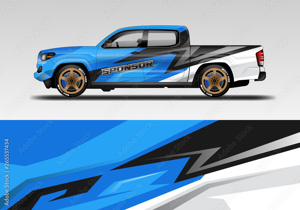 Racing car decal wrap vector designs. Truck and cargo van decal, company , rally, drift . Eps 10 