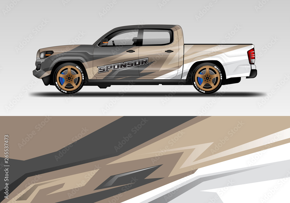 Racing car decal wrap vector designs. Truck and cargo van decal, company , rally, drift . Eps 10 