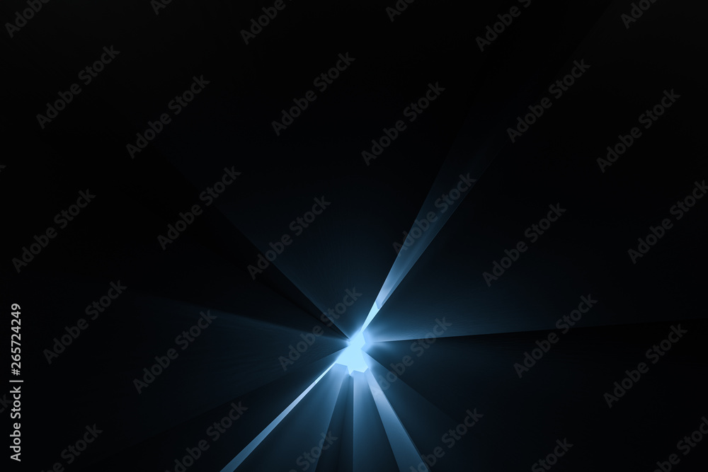 3d rendering, dark background, cube bricks with light effect. Computer digital background.