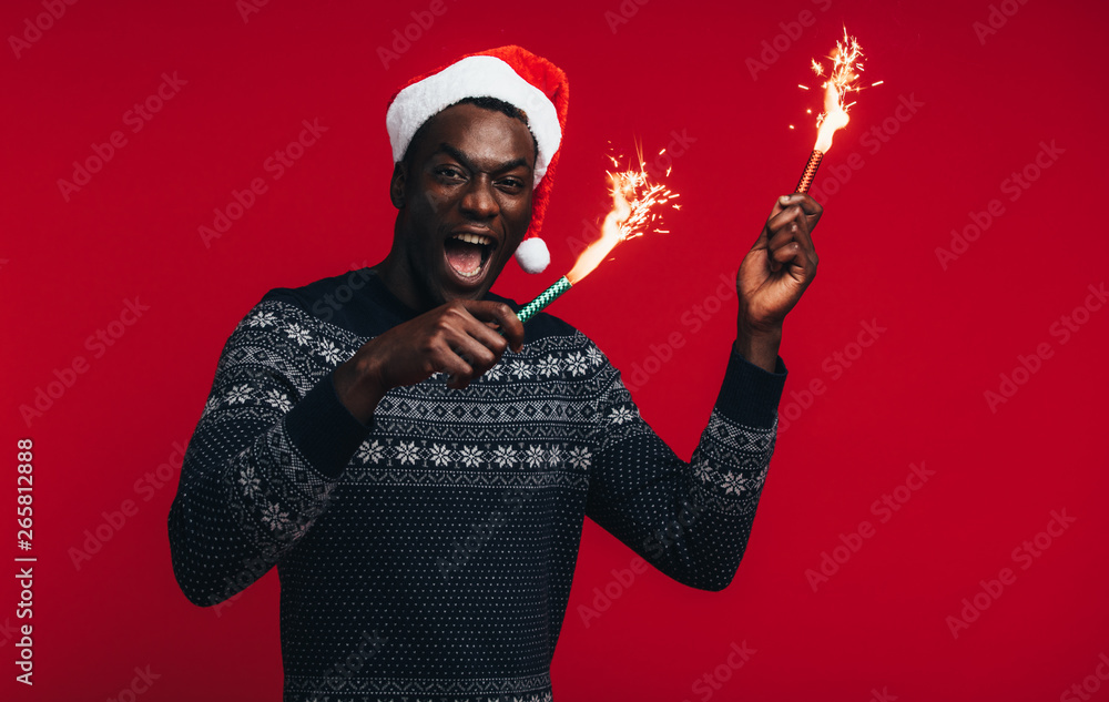 Man celebrating Christmas eve