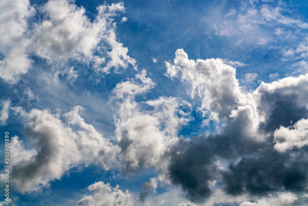 Nature background of clouds with clear blue sky background