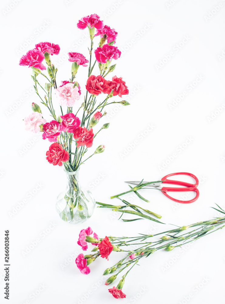 Carnation flower arrangement in vase