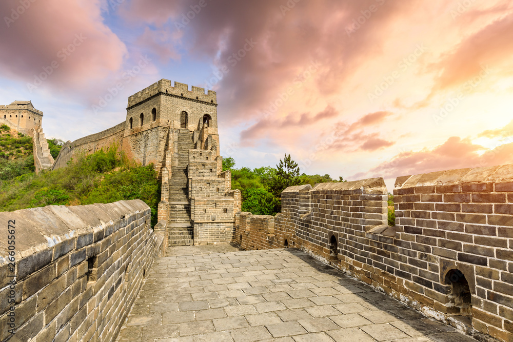 The Great Wall of China at sunset