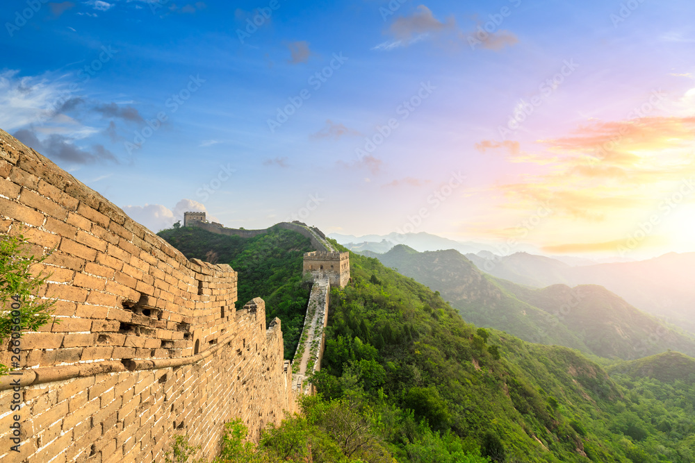 The Great Wall of China at sunset