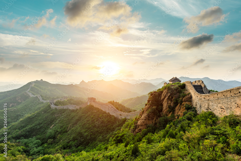 The Great Wall of China at sunset