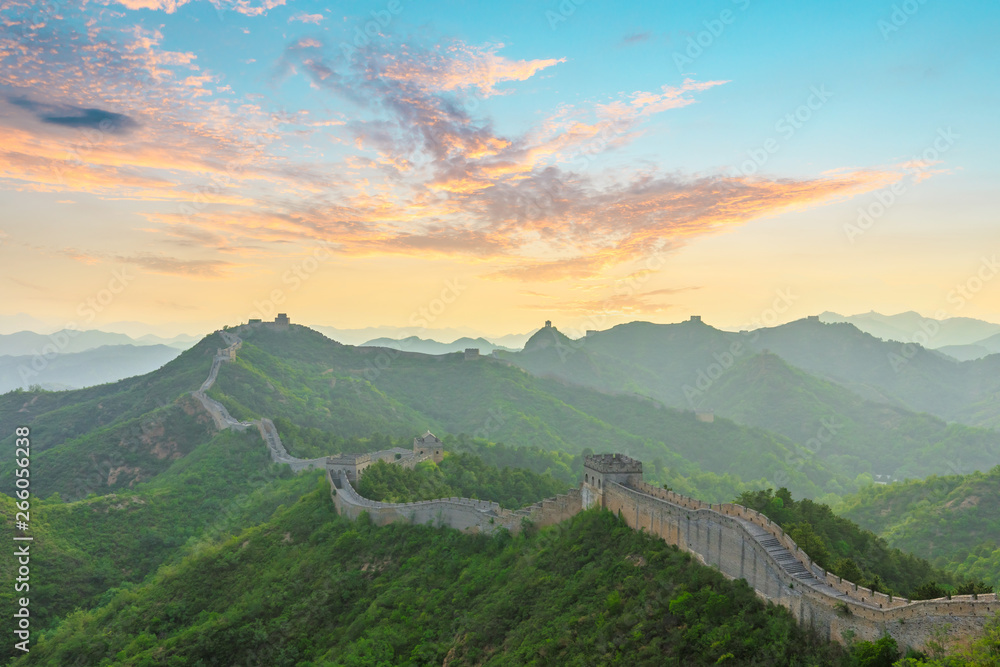 The Great Wall of China at sunset