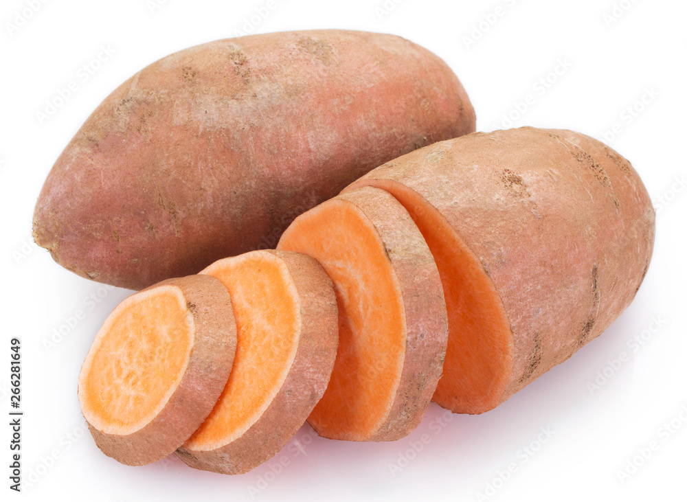 Sweet potato on white background