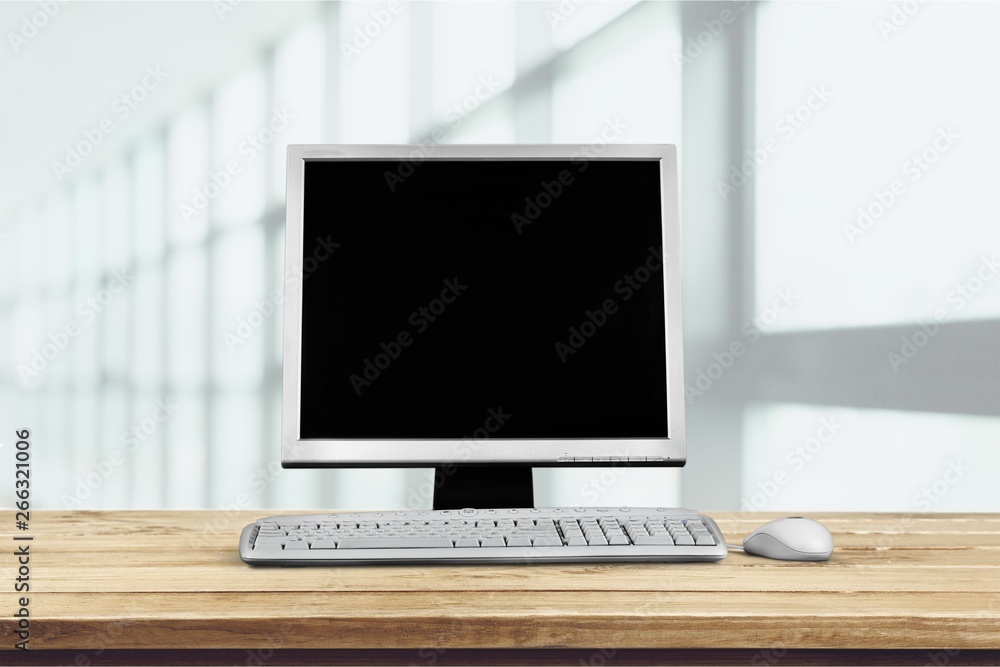 Blank computer monitor at the desk