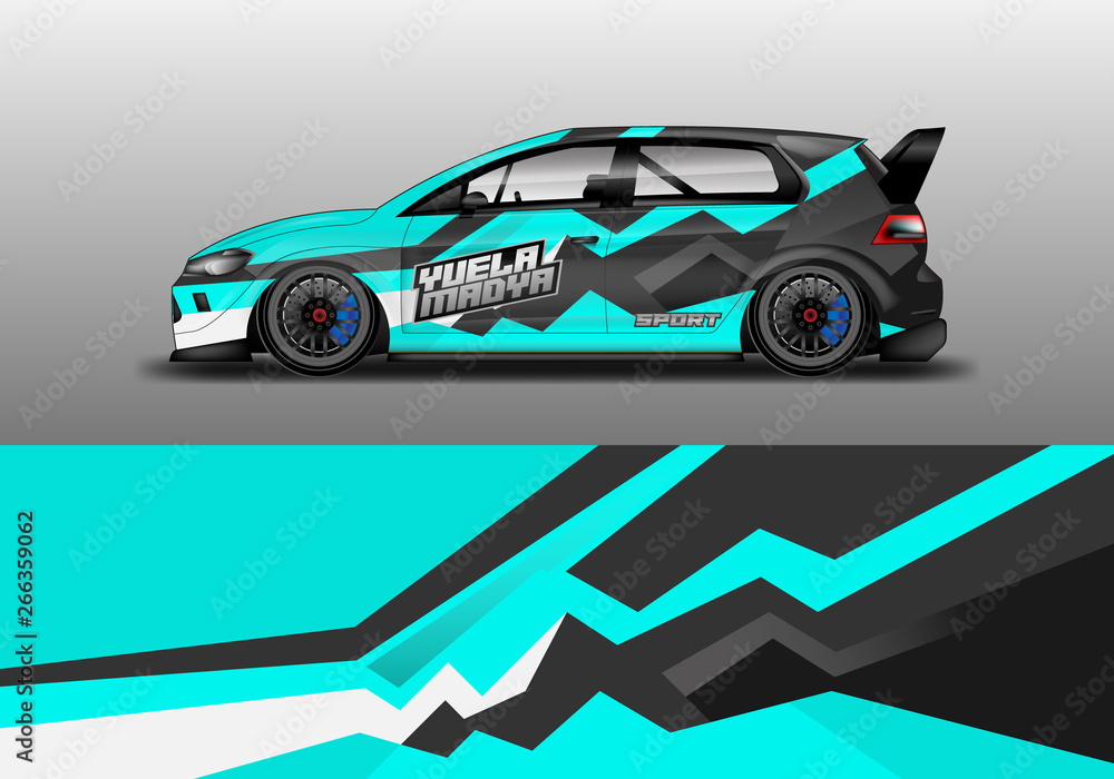 Car wrap graphic vector. Abstract stripe racing background kit designs for wrap vehicle, race car, r