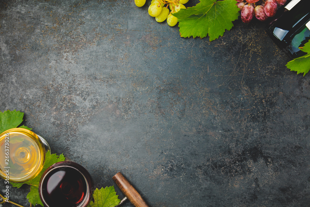 Wine composition on dark background