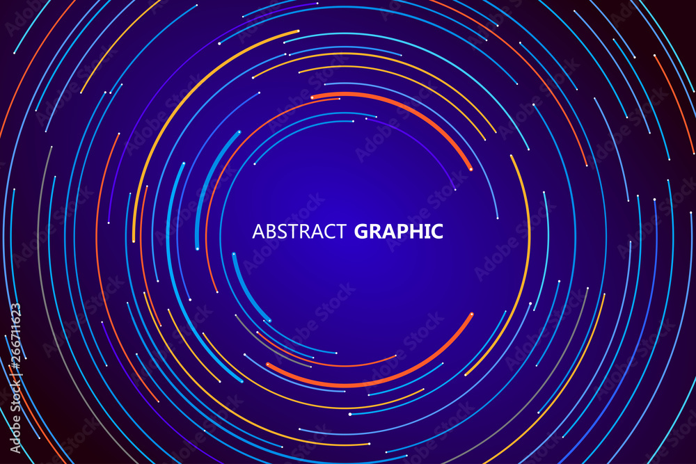 Abstract circle graphic composed of colorful circle lines, vector illustration.