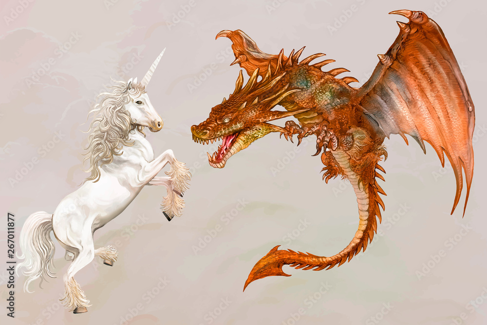 Unicorn and a dragon