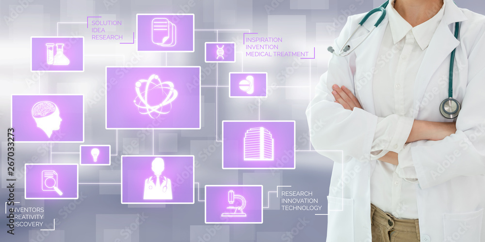 医疗保健研发理念。拥有科学健康储备的医院实验室医生