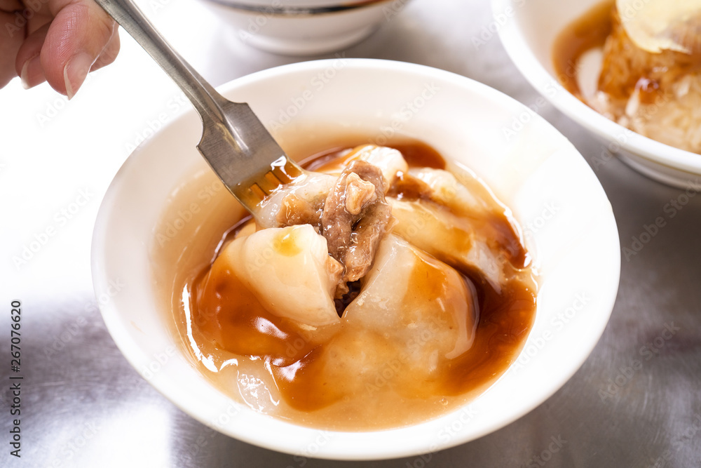 Bawan (Ba wan), taiwanese meatball delicacy, delicious street food, fried starch wrapped round shape