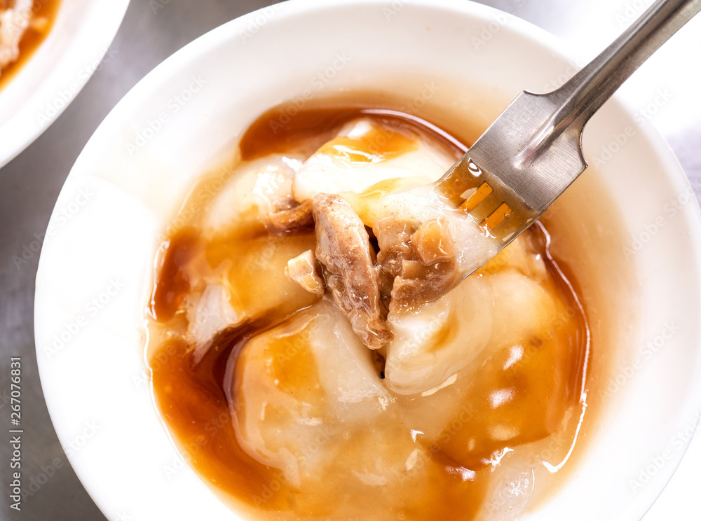 Bawan (Ba wan), taiwanese meatball delicacy, delicious street food, fried starch wrapped round shape