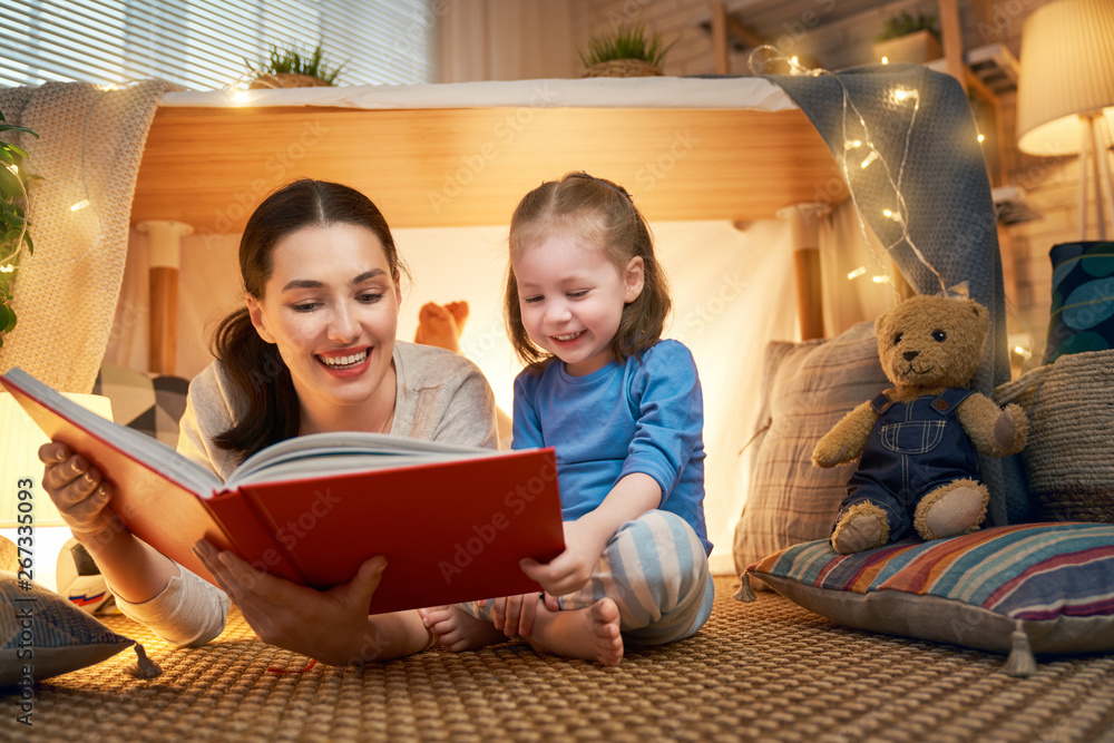 Mom and child reading a book