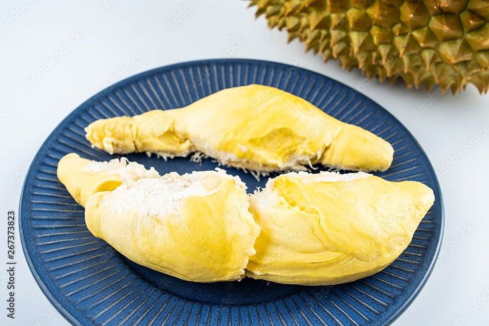 Delicious fruit durian on white background