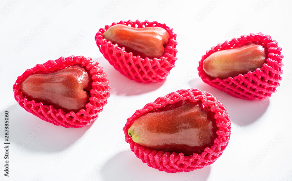 Tropical fruit red lotus on white background