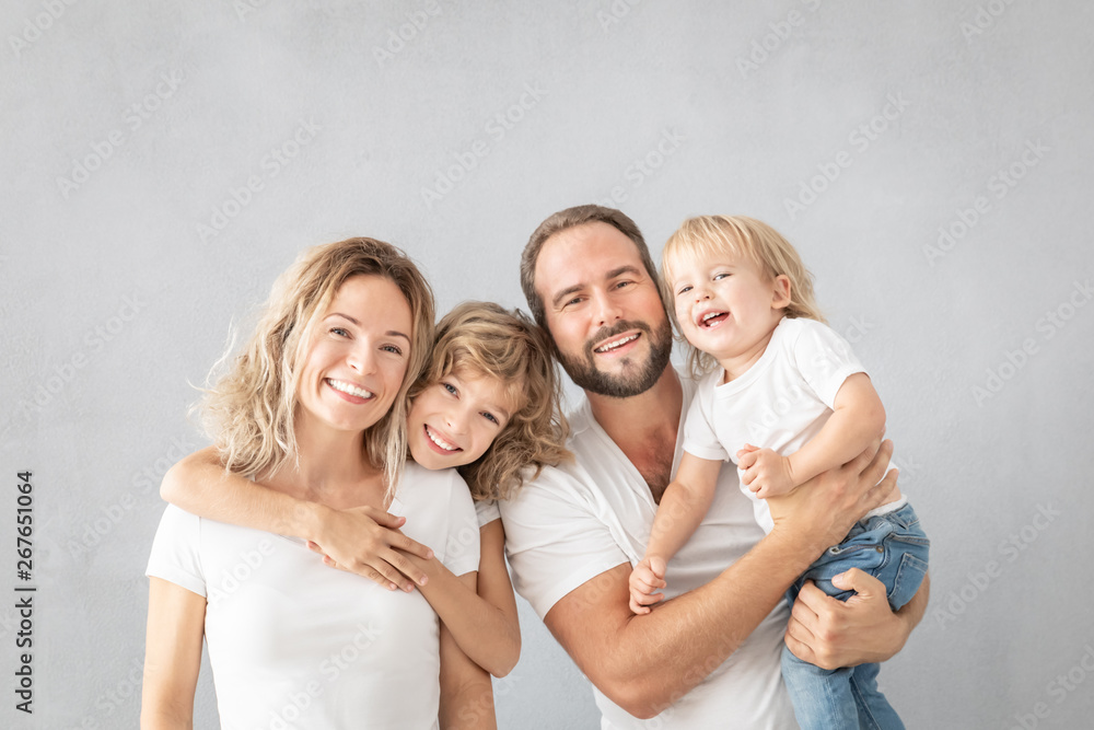 Parents with children having fun at home