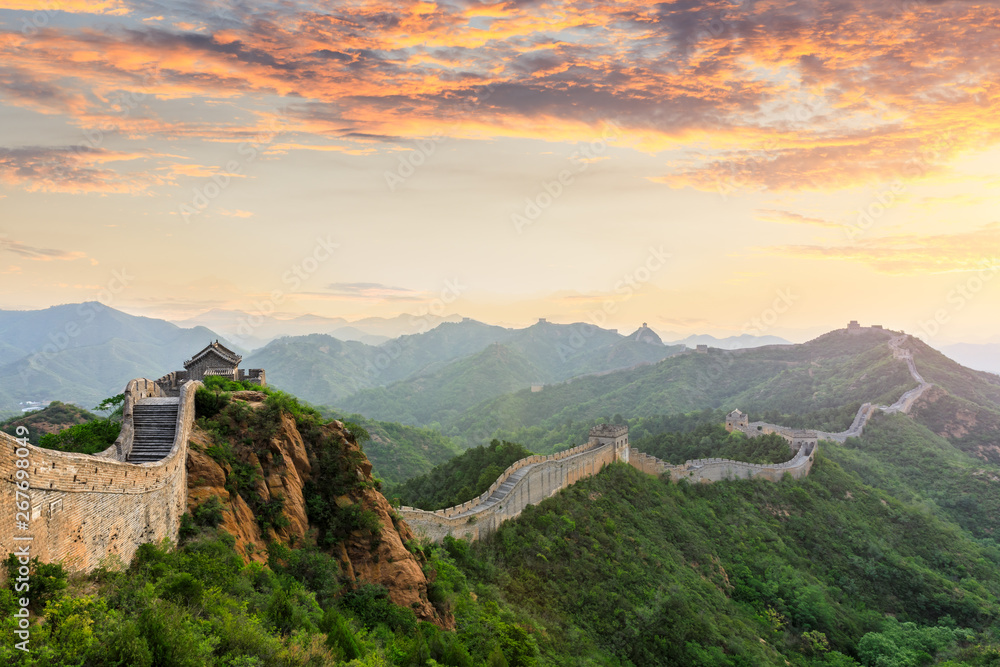 The Great Wall of China at sunset,Jinshanling