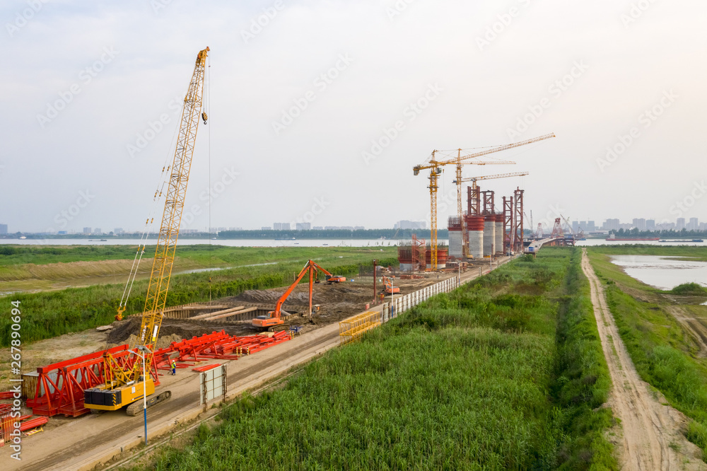 modern bridge construction site