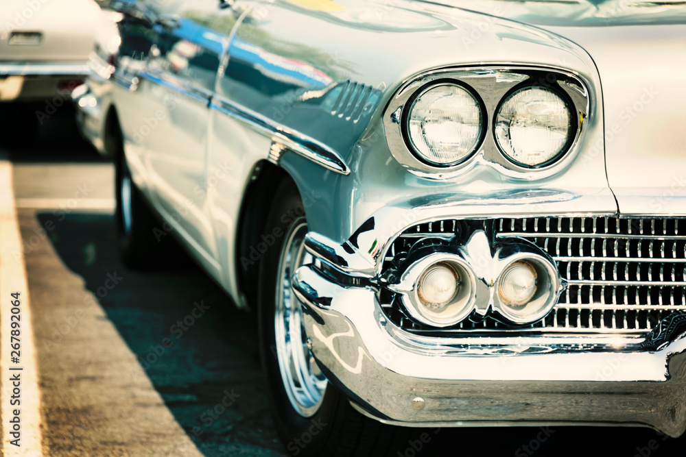 old classic car, vintage vehicle close-up