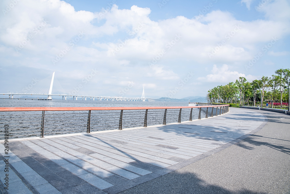 Coastal scenery of Shenzhen Bay Sports Park, Guangdong Province, China